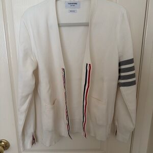 Thom Browne Cream Knit Label Detail Sweater